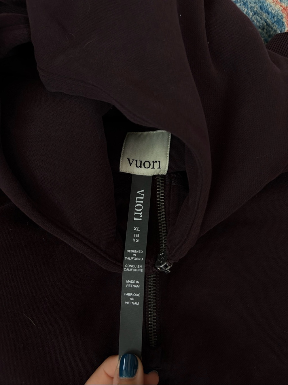 Vuori Restore Quarter Zip Hoodie in Raisin - Picture 2 of 2